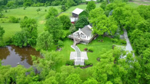Battlefield B and B Overhead with View of Pond, Wedding Garden, Solarium, and Deck